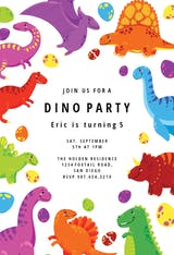 Colorful dinos - Birthday Invitation